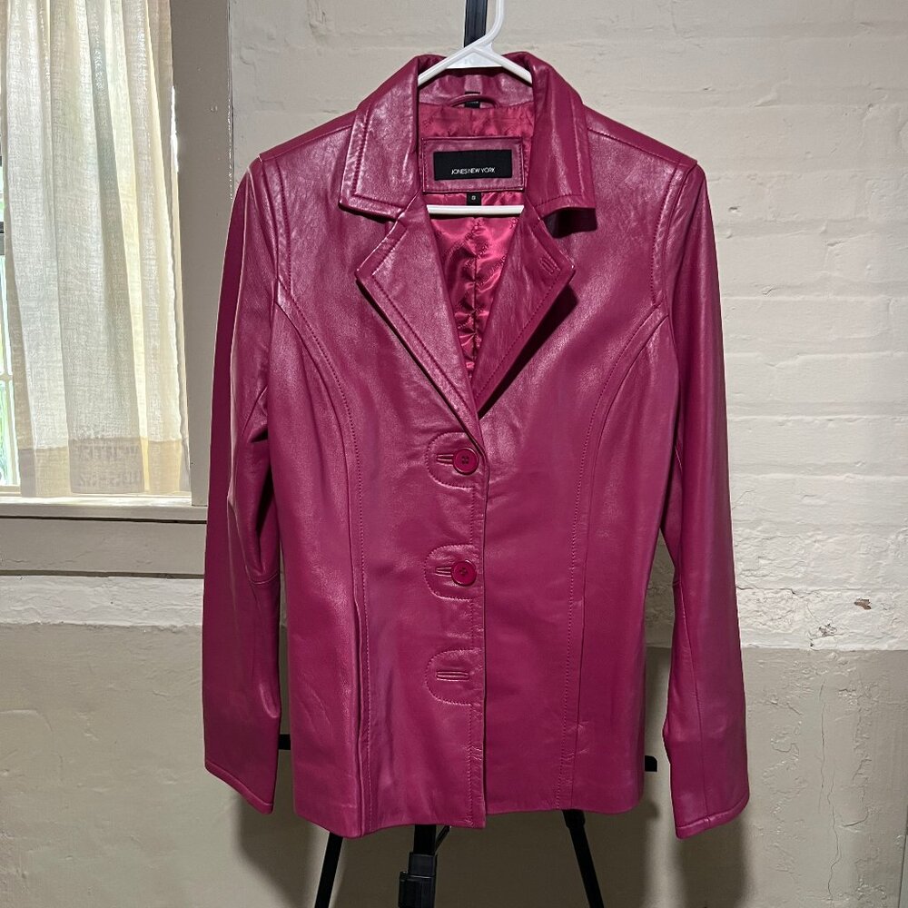 Dark Pink Leather Jacket, Small